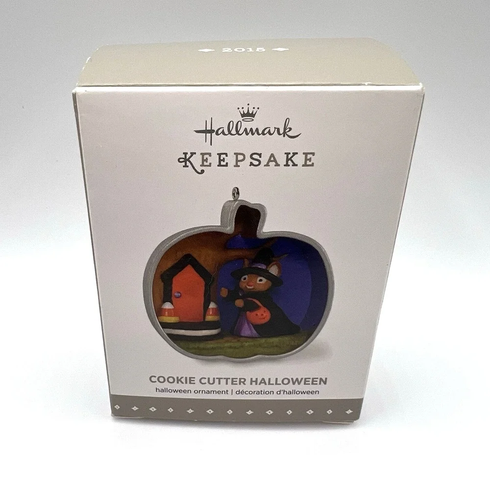 Hallmark Cookie Cutter Halloween 2015 Witch Mouse Candy Corn Pumpkin Ornament
